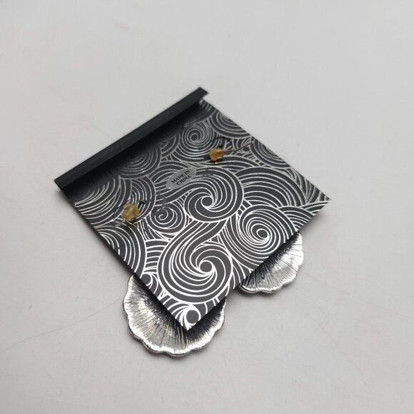 Scroll And Dots Silver Mandala Drop Earrings With Rhinestone Accents 2 Inches - Picture 3 of 5